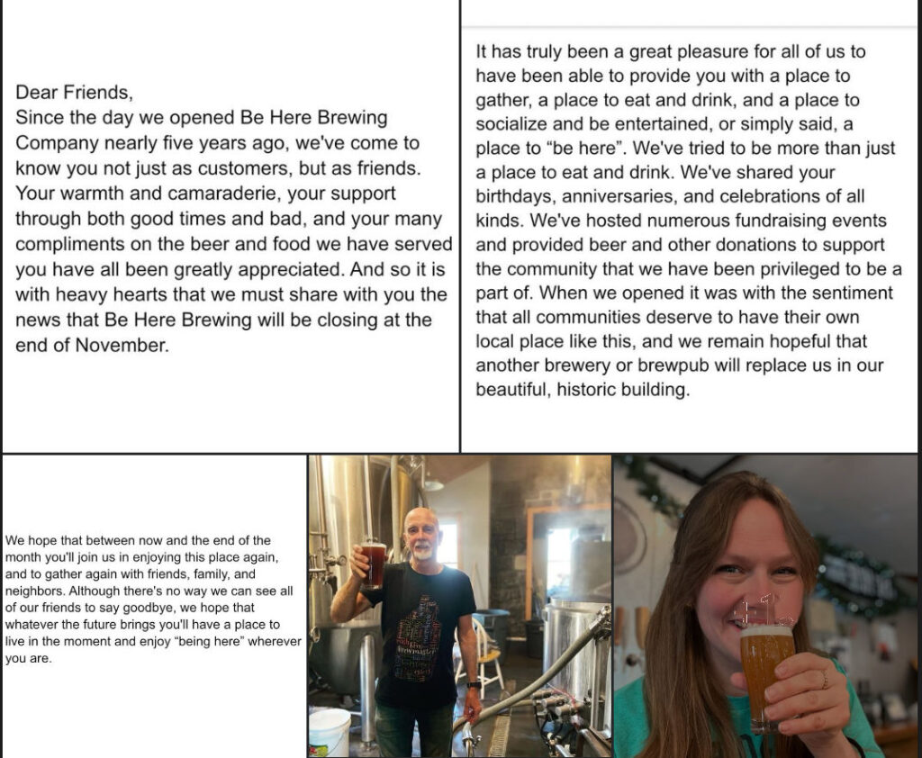 Be Here Brewing Announces Closure In Avondale, PA