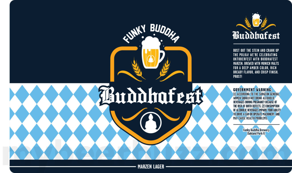 Funky Buddha Adding Buddhafest Lager, Tripel Lindy, 2024 Barrel-Aged Snowed In, Chocolate Caramel Churro Stout, SMASH & Sour Then Sinister
