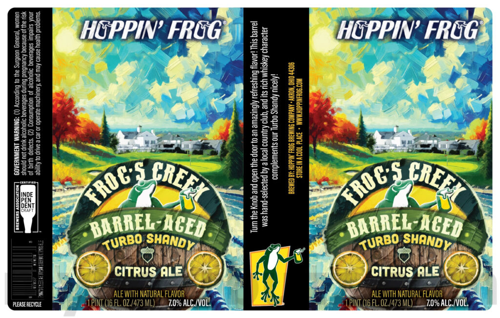 Hoppin’ Frog Adding Frog’s Creek Barrel-Aged Turbo Shandy, Pistachio Watermelon Turbo Shandy, Bite Of The Beast, Barrel Aged Corner Slice, Rum Barrel-Aged Banana Daiquiri, Four Gate About It & Key Lime Pie