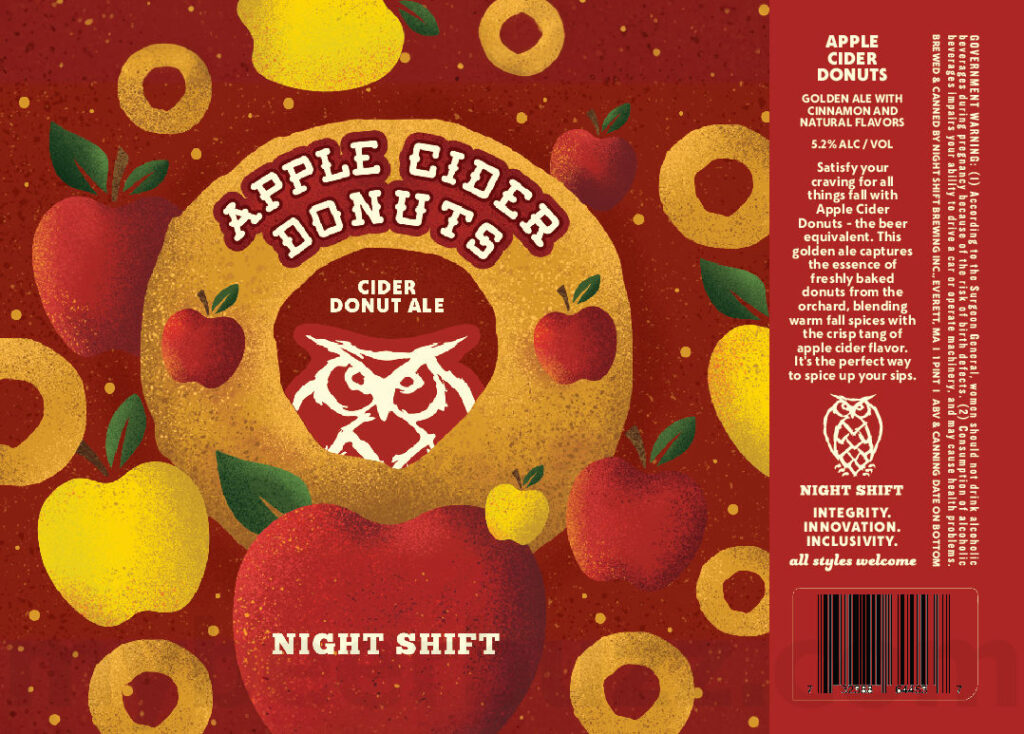 Night Shift Adding Apple Cider Donuts, Friendly Neighbor, Summer Sour, Belgian Waffles, Double Parked, All The Peels & Hockey East Ale