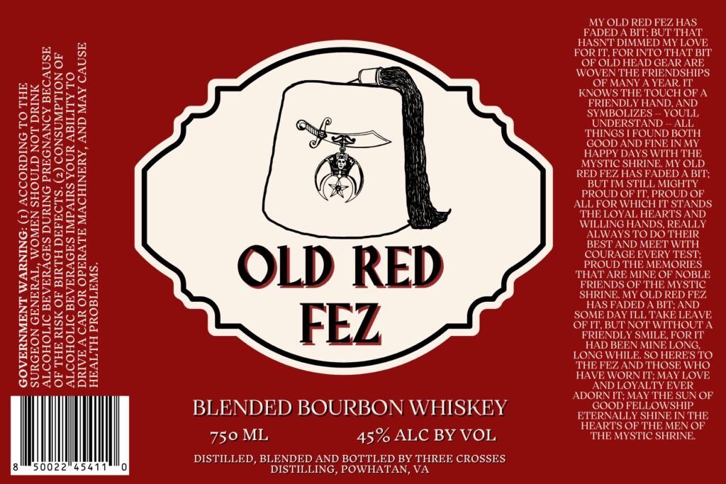 Three Crosses Distillery Old Red Fez Blended Bourbon Whiskey
