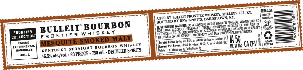 Bulleit Bourbon Frontier Whiskey Mesquite Smoked Malt
