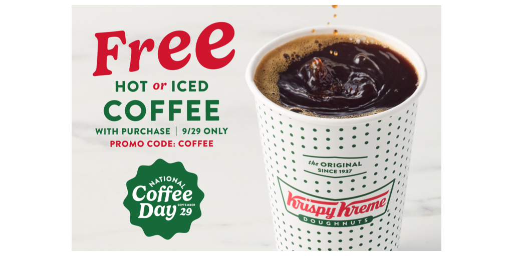 KRISPY KREME® Treats Fans to FREE Hot or Iced Coffee on National Coffee Day, Sunday, Sept. 29