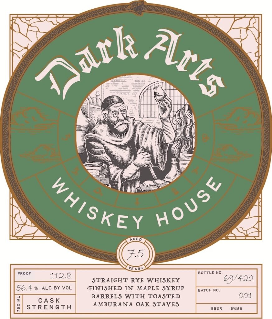 Neeley Family Distillery Dark Arts Whiskey Houe Straight Rye Whiskey Finished In Maple Syrup Barrels With Toasted Amburana Oak Staves Cask Strength
