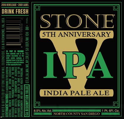 Stone 5th Anniversary IPA Returns In 20th Anniversary Encore Series