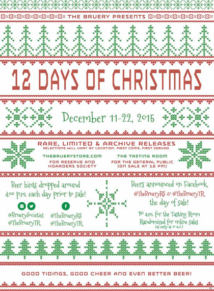 The Bruery – 12 Days of Christmas Begins 12/11