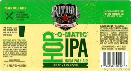 Ritual Brewing – Hop-O-Matic IPA, Extra Red Ale, Big Deluxe, Barrel-Aged Extra Red, Fat Hog & Single Rye IPA Calypso