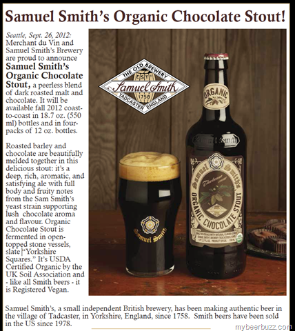 Samuel Smith Organic Chocolate Stout Coming To The U.S.