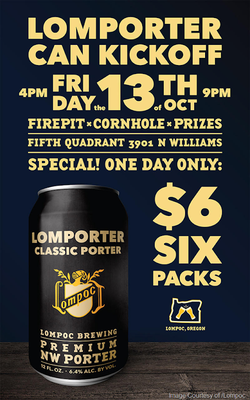 Lompoc Brewing to throw a Lomporter Can Kickoff Party this Friday the 13th