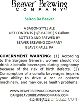 Beaver Brewing–Saison De Beaver