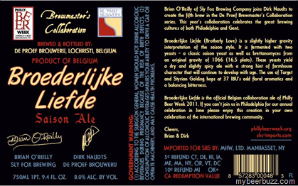 De Proef Sly Fox Brewing Broederlijke Liefde (Brotherly Love) Brewmaster’s Collaboration