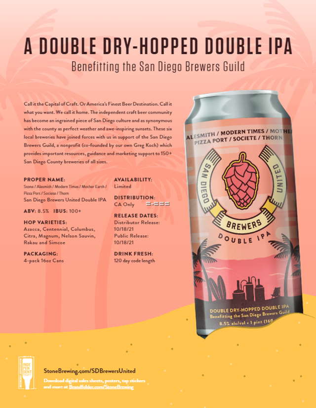 Stone Working On San Diego Brewers United DIPA