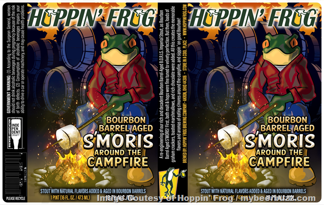Hoppin’ Frog Adding Bourbon Barrel Aged S’moris Around The Campfire, Akron Civic Smashing Blonde, Six Feet Billow, Croak At The Moon, Mango Cream Pie Smoothie, Banana Cream Pie Smoothie, Frosted Frog, Grover Dill’s, Blood Moon, Barrel-Aged Shandy Got Jack, Minor League Lemon Shandy & Zips Hoppin’ Blonde Ale