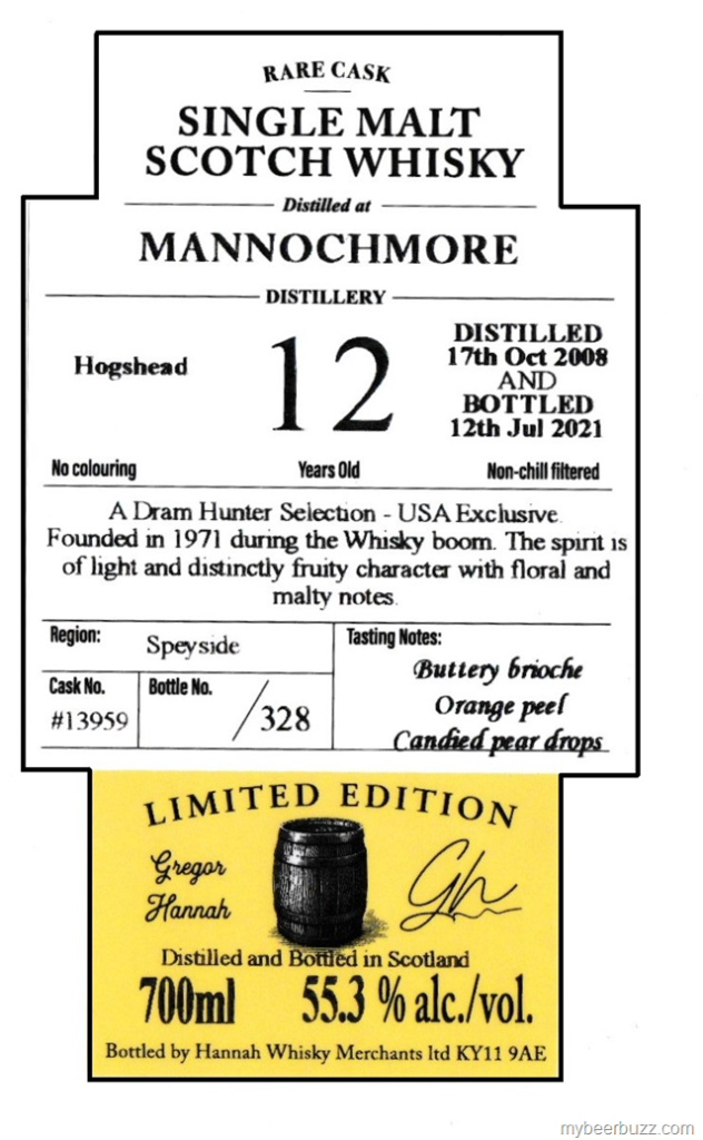 Lady Of The Glen Mannochmore 12-Year Rare Cask Limited Edition Single Malt Scotch Whiskey