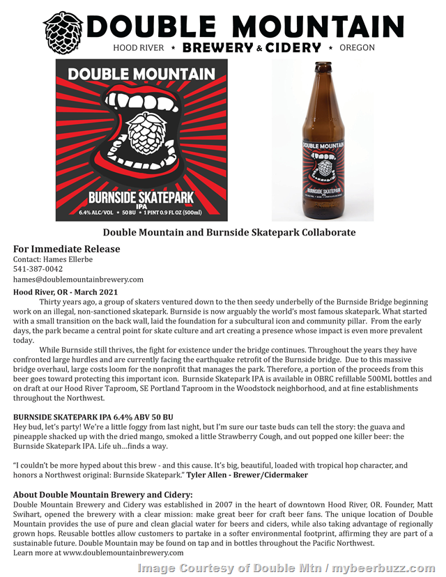 Double Mountain Release Burnside Skatepark IPA