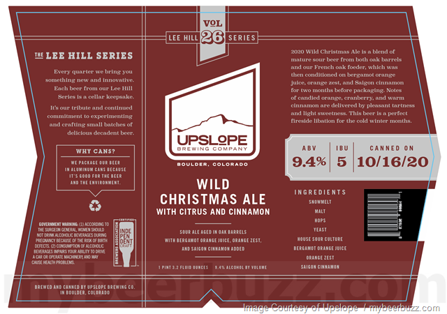 Upslope Adding Lee Hill Series 26 / 30 Wild Christmas Ale, 27 Barrel Aged Imperial Stout & 28 Dry-Hopped Golden Sour Ale/ Mexican Style Dark Lager / Tropical Fruit Wheat Ale