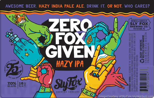 Sly Fox Adding Zero Fox Given, Haze Fix IPA, Haze Of Future Passed, Silver Fox, Black Raspberry Reserve, Dunkel Lager, Giant Toboggan & Black Is Beautiful Cans