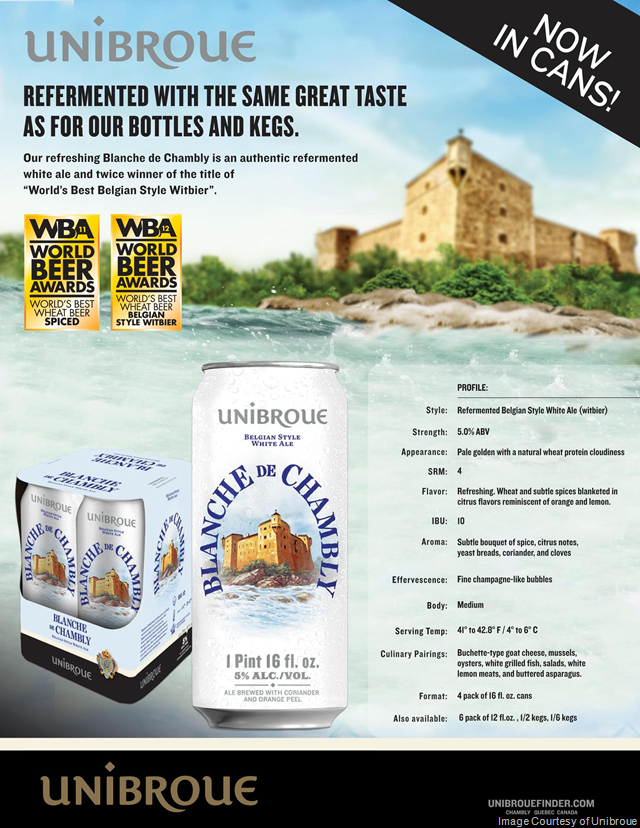 Unibroue Launches Blanche de Chambly in Cans