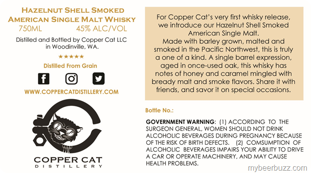 Copper Cat Hazelnut Shell Smoked American Single Malt Whiskey