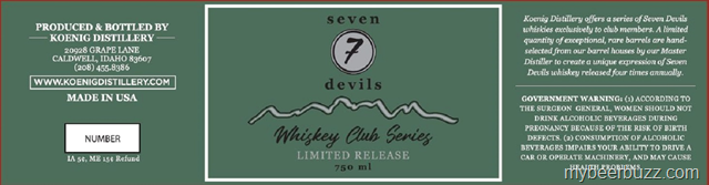 Seven Devils Straight Rye Whiskeyのボトル画像
