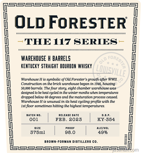 Old Forester The 117 Series Warehouse H Barrels Kentucky Straight Bourbon Whiskey