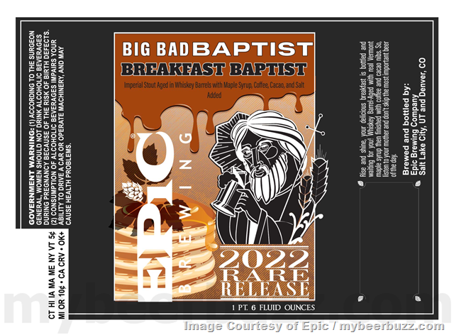 Epic Adding 2022 Rare Release Big Bad Baptist Breakfast Baptist, Rum Barrel Aged, Toasted Coconut, Orange Stick & Ginger Bread / Cross Country Chemists / Switchboard Riwaka