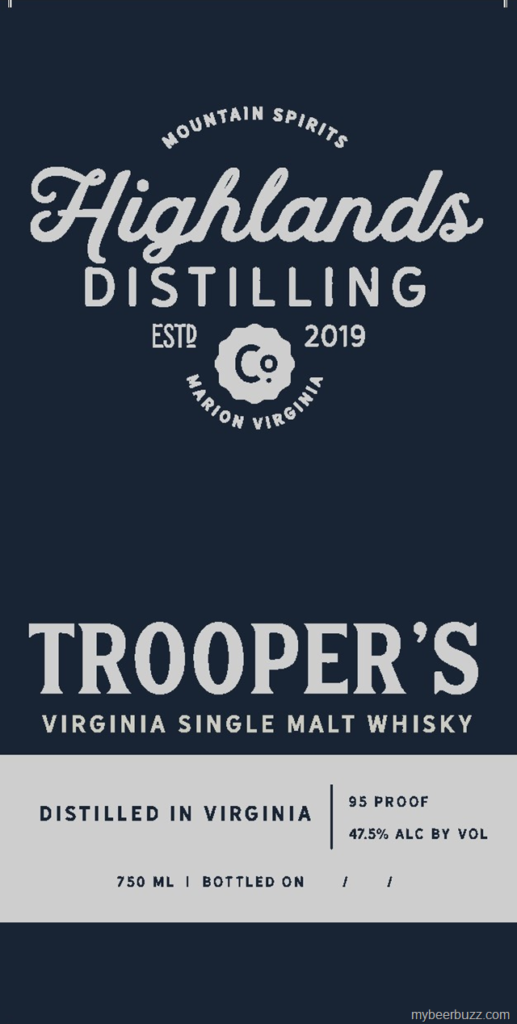 Highlands Distilling Trooper’s Virginia Single Malt Whiskey