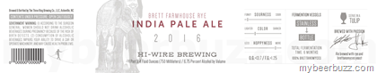 Hi-Wire Brewing – Brett Farmhouse Rye IPA & Sour Blonde Ale 2016