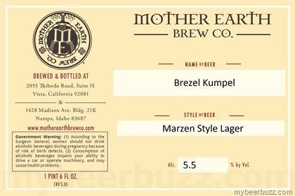 Mother Earth Brew Co – Brezel Kumpel, Wet Hop Dreams, Boo Koo IPA, Sin Tax & Cali Creamin’