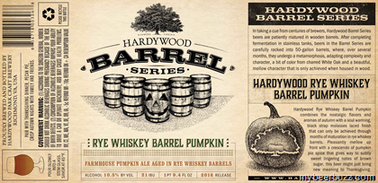 Hardywood Barrel Series – Rye Whiskey Barrel Pumpkin