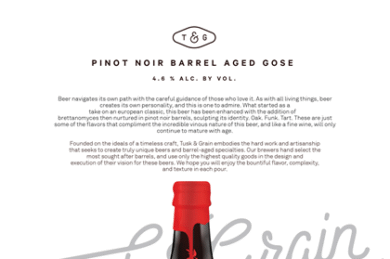 Saint Archer Releasing Tusk & Grain Pinot Noir Barrel Aged Gose