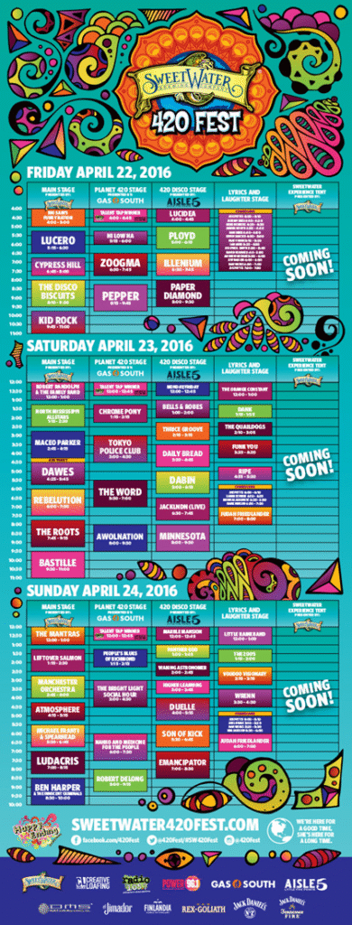 SweetWater – 420 Fest Schedule