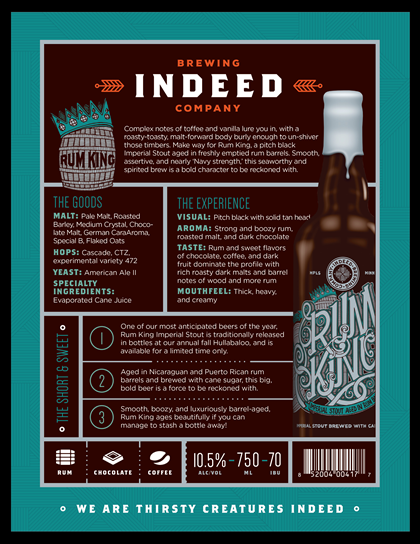 Indeed Rum King Imperial Stout! Coming Soon