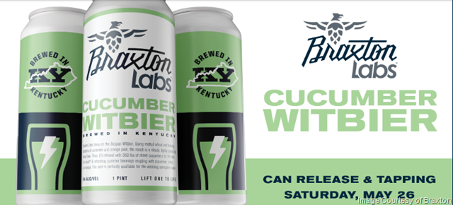 Braxton Labs Releasing Cucumber Witbier Cans 5/26