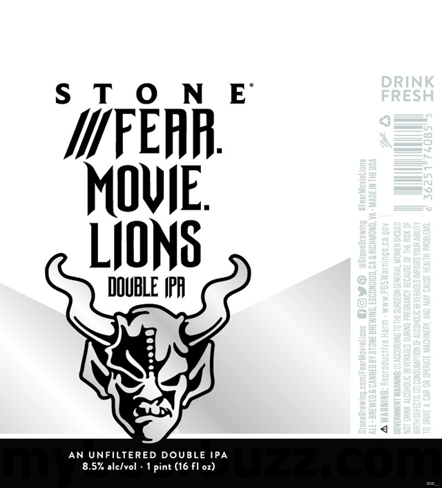 Stone Adding ///Fear.Movie.Lions DIPA 16oz Cans