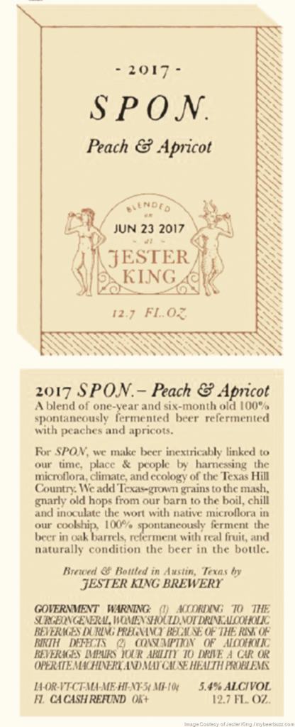 Jester King Adding 2017 SPON Muscat, 2017 SPON Syrah & Sangiovese and 2017 SPON Peach & Apricot