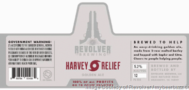 Revolver Brewing Adding Harvey Relief Golden Ale, Blood & Honey, Full-Tang IPA, Long Range Pils, Blood, Hop Device IPA & Honey And Ironhead IPA