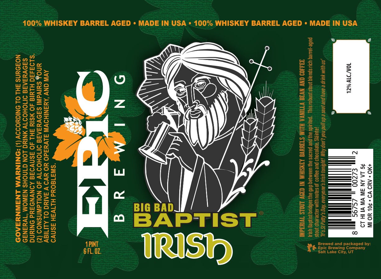 Epic Brewing Unveils Big Bad Baptist Beehive, Big Bad Baptist Scottish, Big Bad Baptist Big Easy, Big Bad Baptist Irish and Big Bad Baptist The Godfather Part II for 2026 13 2026 Epic Brewing Big Bad Baptist Irish 22-oz Bottles